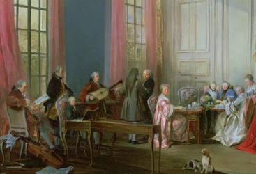 CRL29770クラヴィコードの若きモーツァルト、ル・ア・ラングレーズの詳細、1766年のプリンセス・デ・コンティの家でのコンサート（26529の詳細）